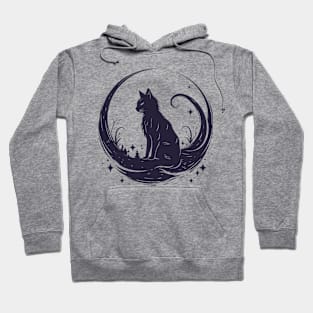 Cat Under Moon Sky Furry Cute Vector Graphic Hoodie